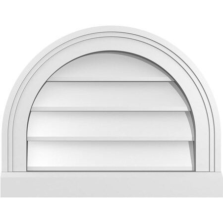 Ekena Millwork Round Top Surface Mount PVC Gable Vent w/ 2"W x 2"P Brickmould Sill Frame, 18"W x 14"H GVPRT18X1403SN